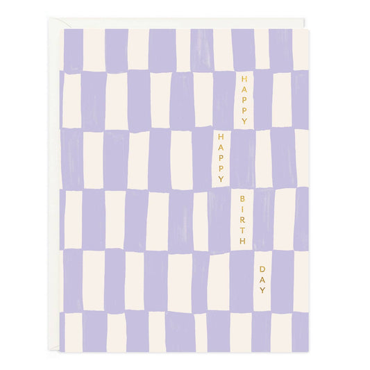 Lavender Check Birthday Card