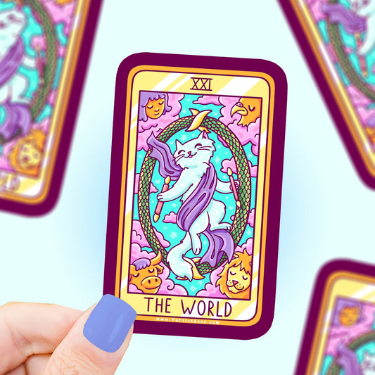 The World Cat Tarot Card Vinyl Sticker