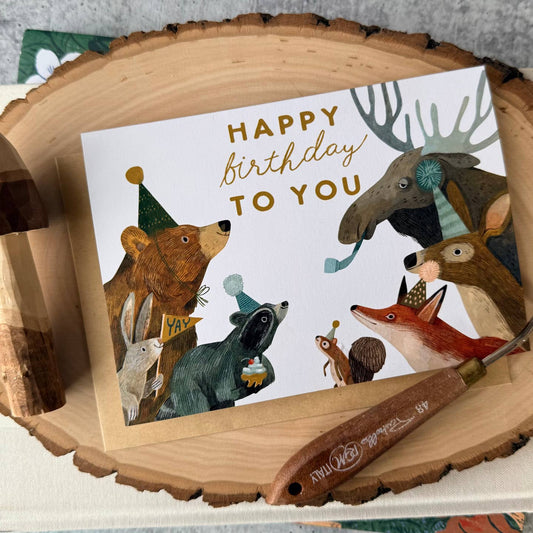 Party in the Woods Birthday Card