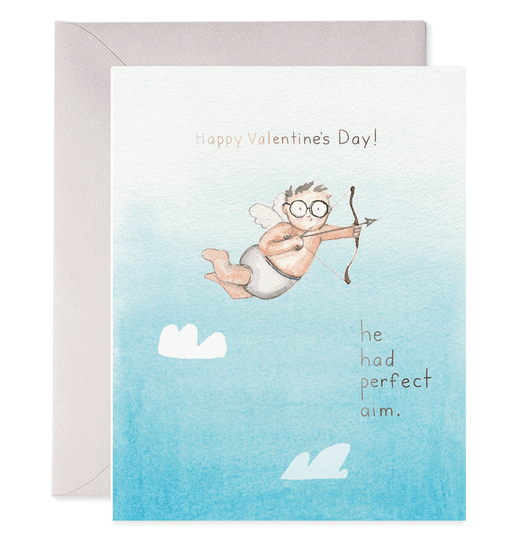 Nerdy Cupid Perfect Aim Valentines Card