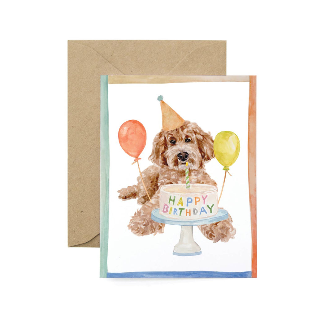 Happy Birthday Doodle Dog Cake Card