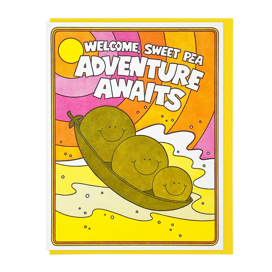 Welcome Sweet Pea Adventure Awaits Card