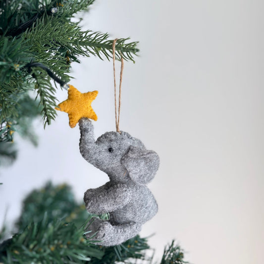 Felt Elephant Star Ornament