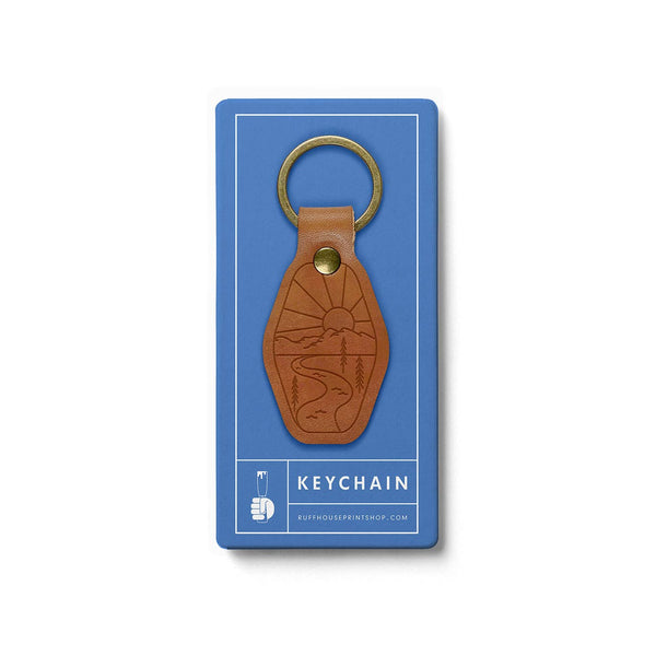 Mountain Adventure Leather Keychain