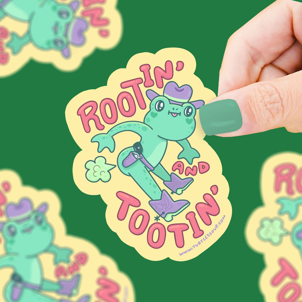 Rootin Tootin Farting Frog Vinyl Sticker