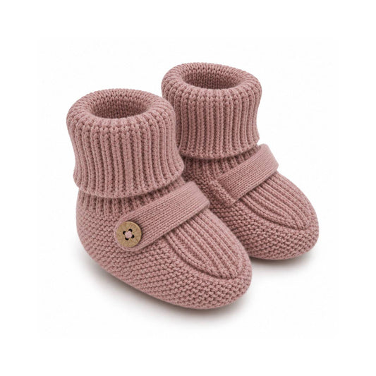 Vintage Rose Knit Baby Booties