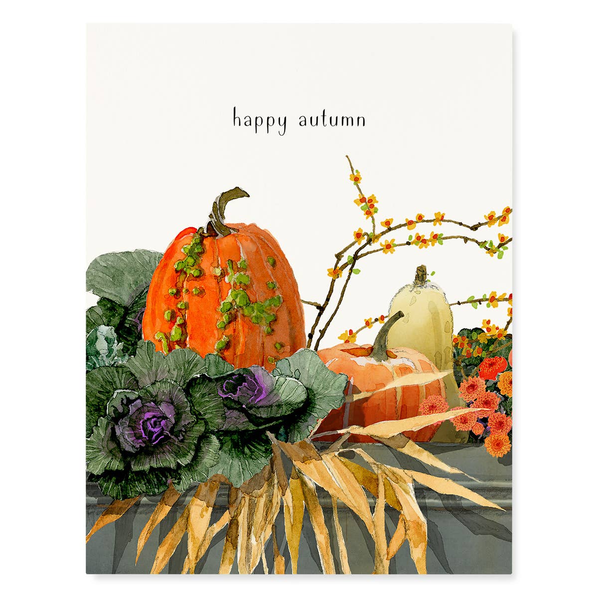 Pumpkins Kale Autumn Card