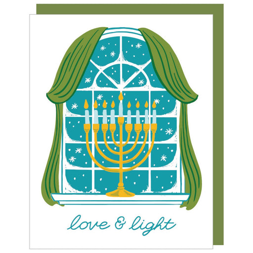 Window Menorah Love Light Hanukkah Card