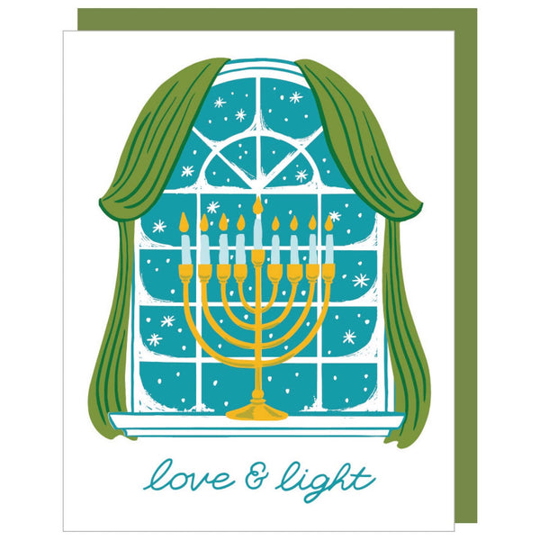 Window Menorah Love Light Hanukkah Card