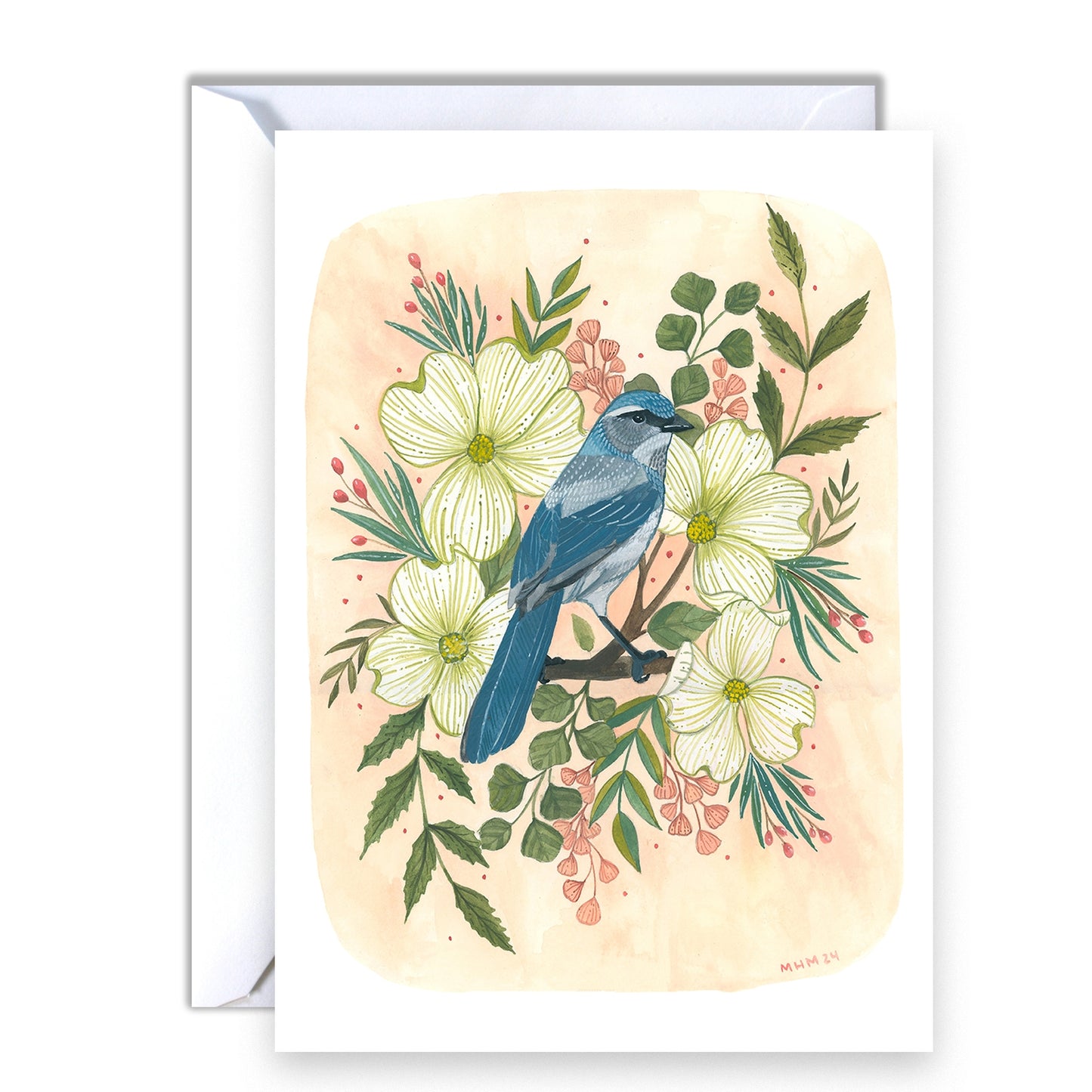 Scrub Jay Bird Blank Card