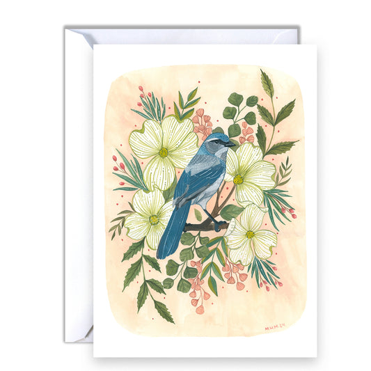 Scrub Jay Bird Blank Card