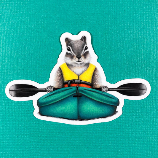 Chipmunk in Kayak Sticker