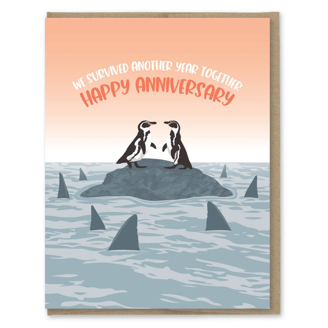 Penguins Survived Another Year Together Anniversary Card