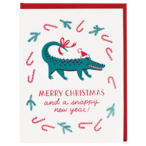 Alligator Merry Christmas Snappy New Year Card