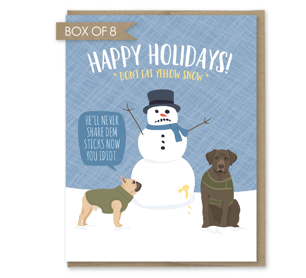 Snowman Dogs Dont Eat Yellow Snow Holiday Cards