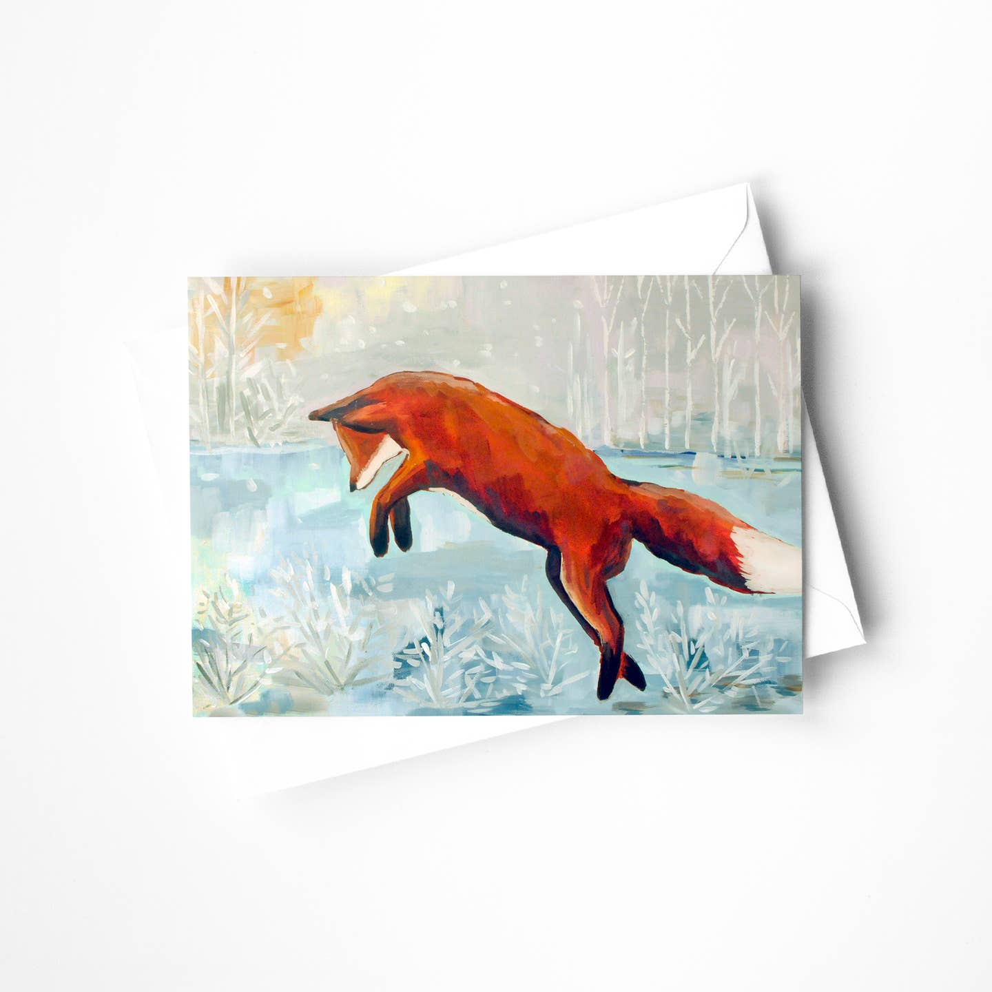 Pouncing Red Fox Blank Card
