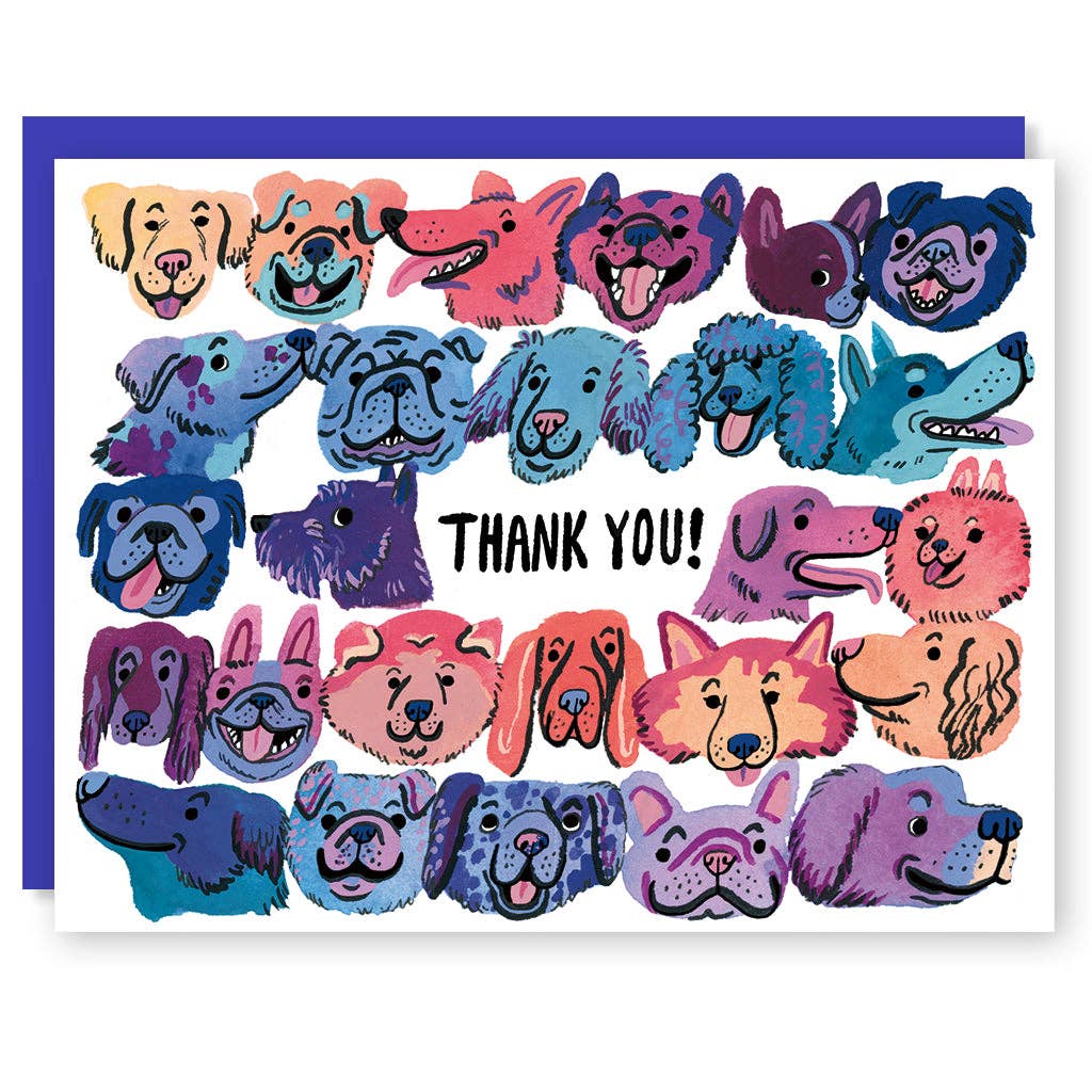 Colorful Dogs Thank You Card