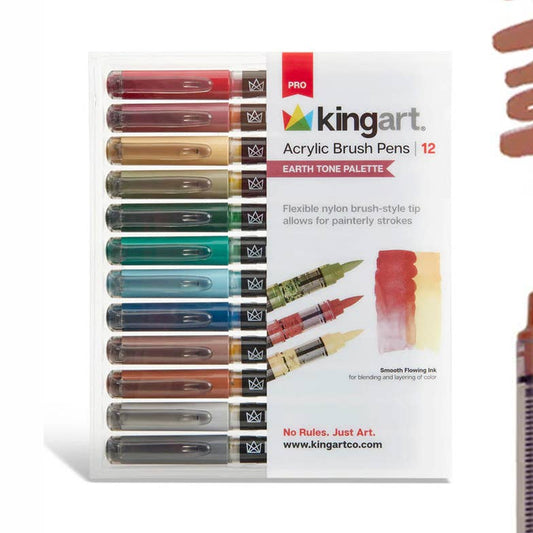 Earth Tone Acrylic Paint Brush Tip Pens