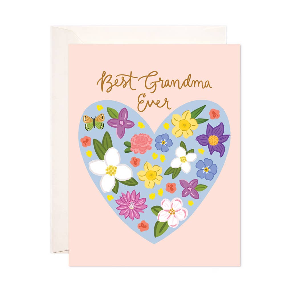 Floral Heart Best Grandma Card