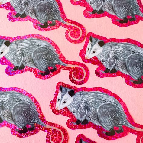 Glitter Opossom Vinyl Sticker