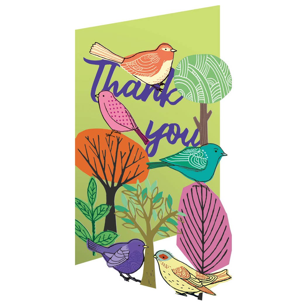 Modern Birds Thank You Lasercut Card
