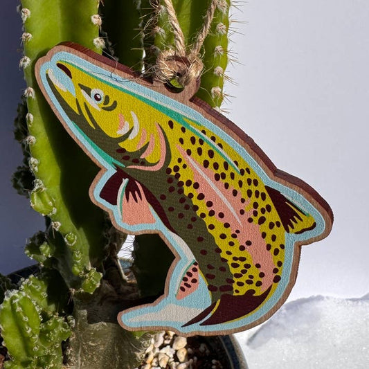 Leaping Trout Wooden Ornament