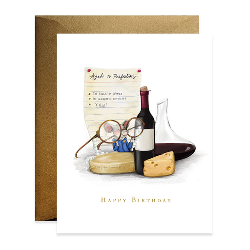 Aged To Perfection Wine & Cheese Birthday Card