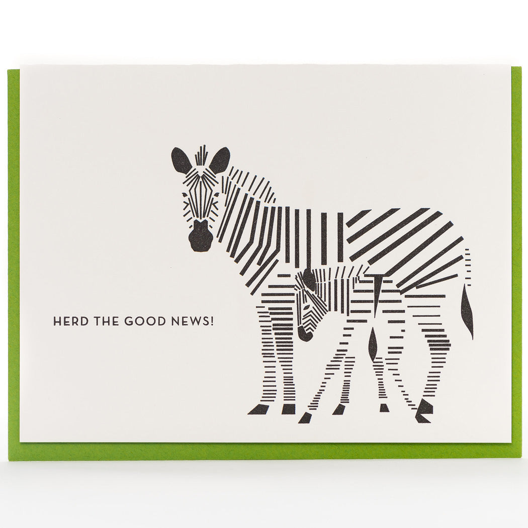 Zebra Herd the Good News Baby Card
