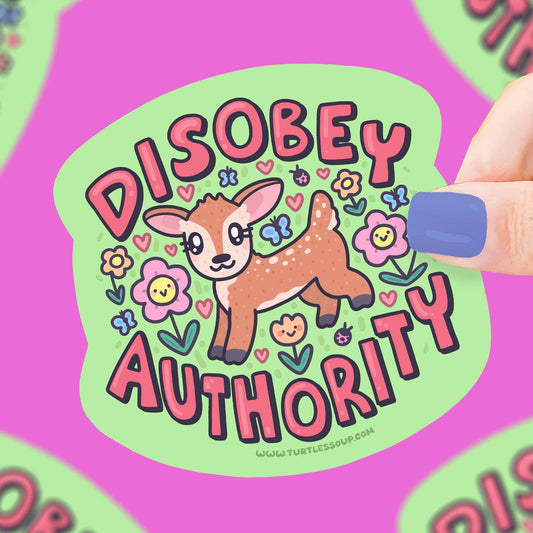Disobey Authority Deer Vinyl Sticker