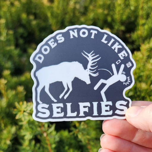 Does Not Like Selfies Moose Vinyl Sticker