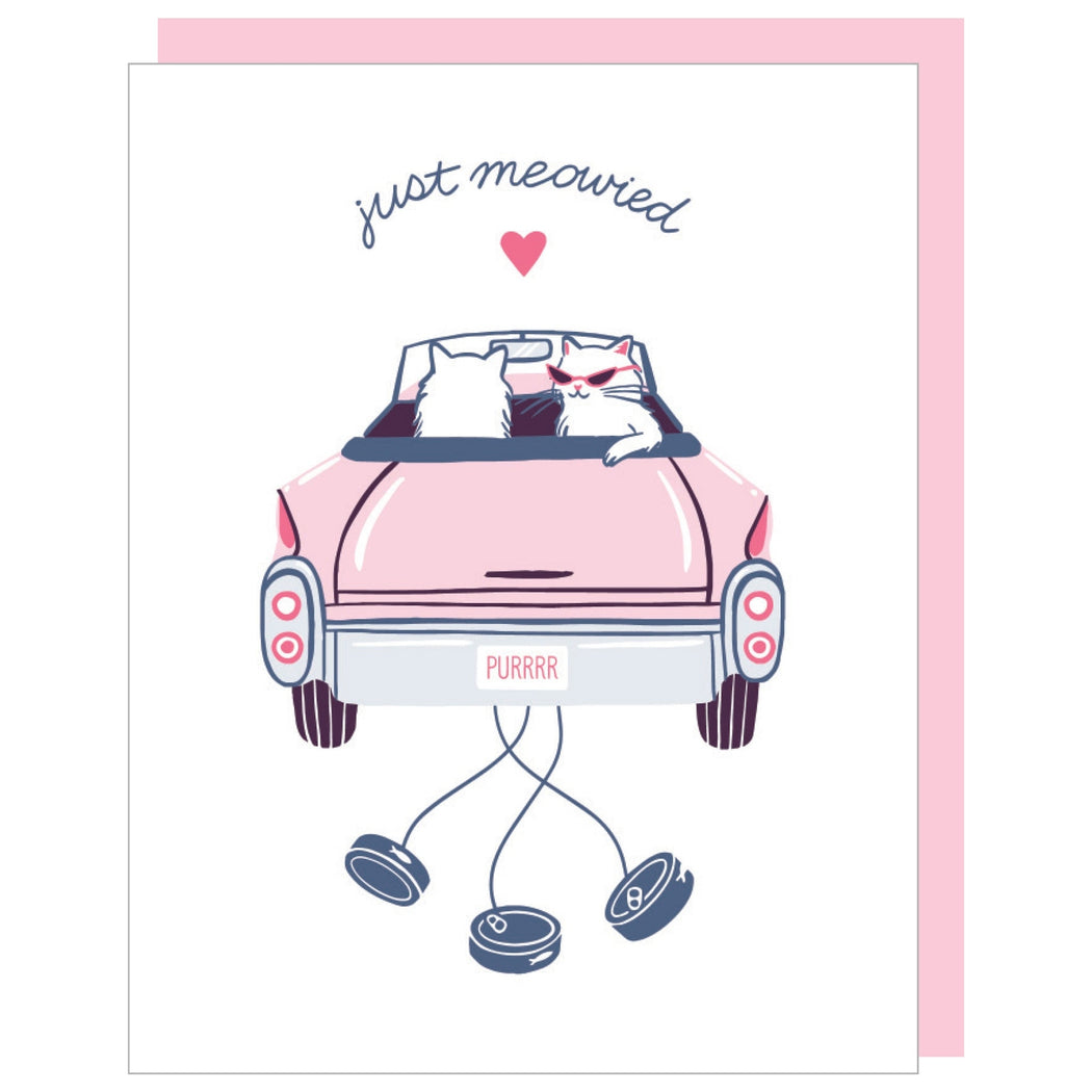 Just Meowied Cats in Car Wedding Card