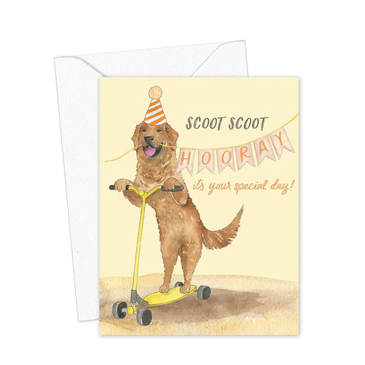 Dog On Scooter Birthday Card