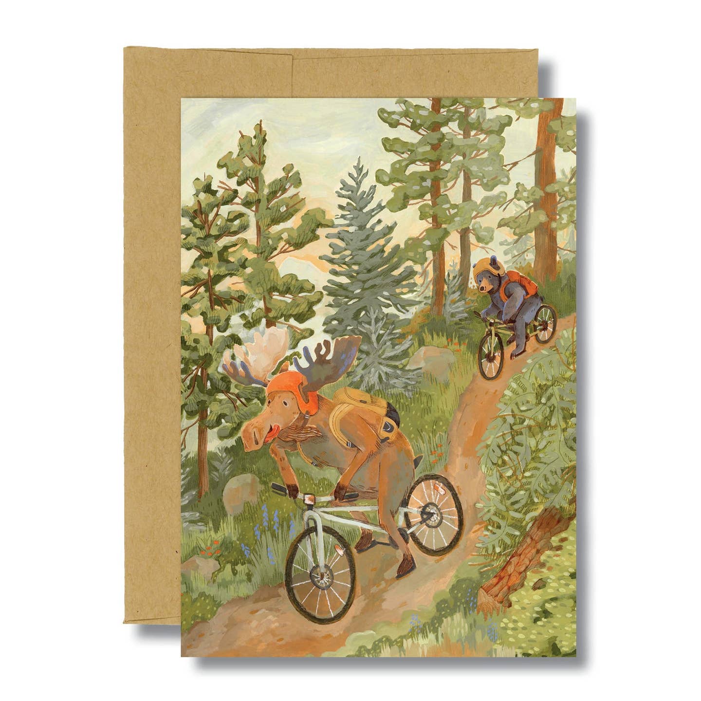 Biking Moose Blank Card