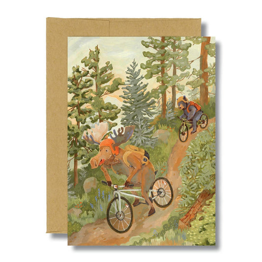 Biking Moose Blank Card