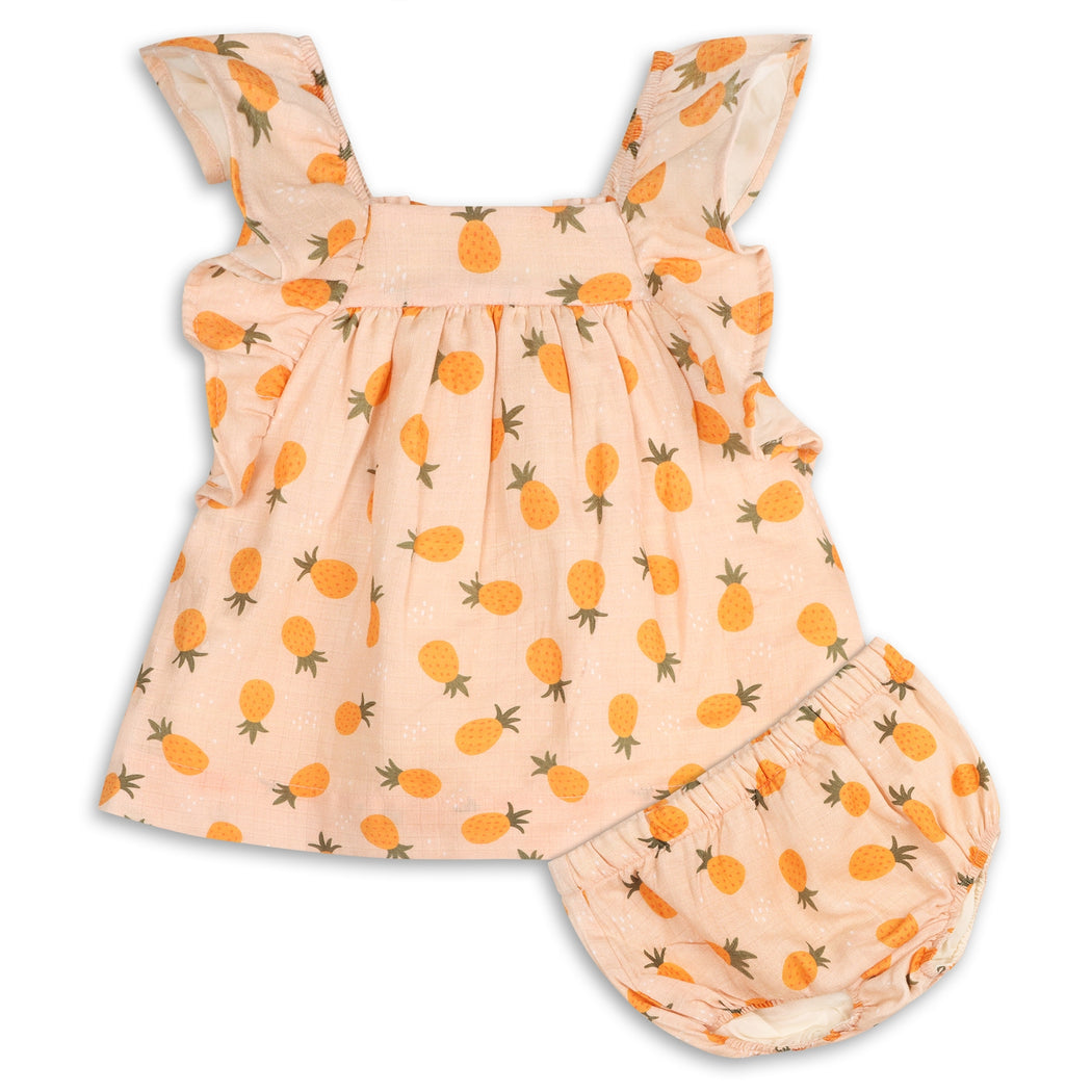 Pineapple Ruffle Baby Dress & Bloomer Set