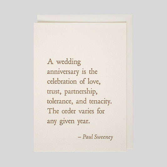Paul Sweeney Wedding Quotenote Card