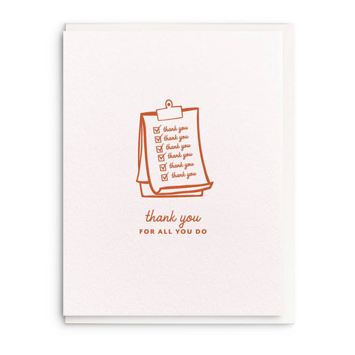 Clipboard Thank You All That You Do Card