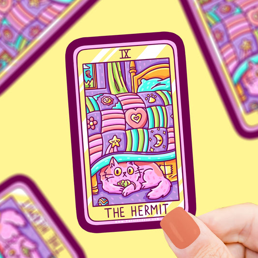 The Hermit Cat Tarot Card Vinyl Sticker
