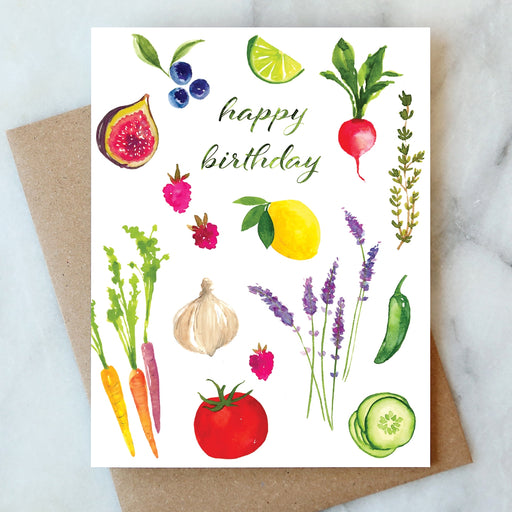 Garden Veggies Happy Birthday Card