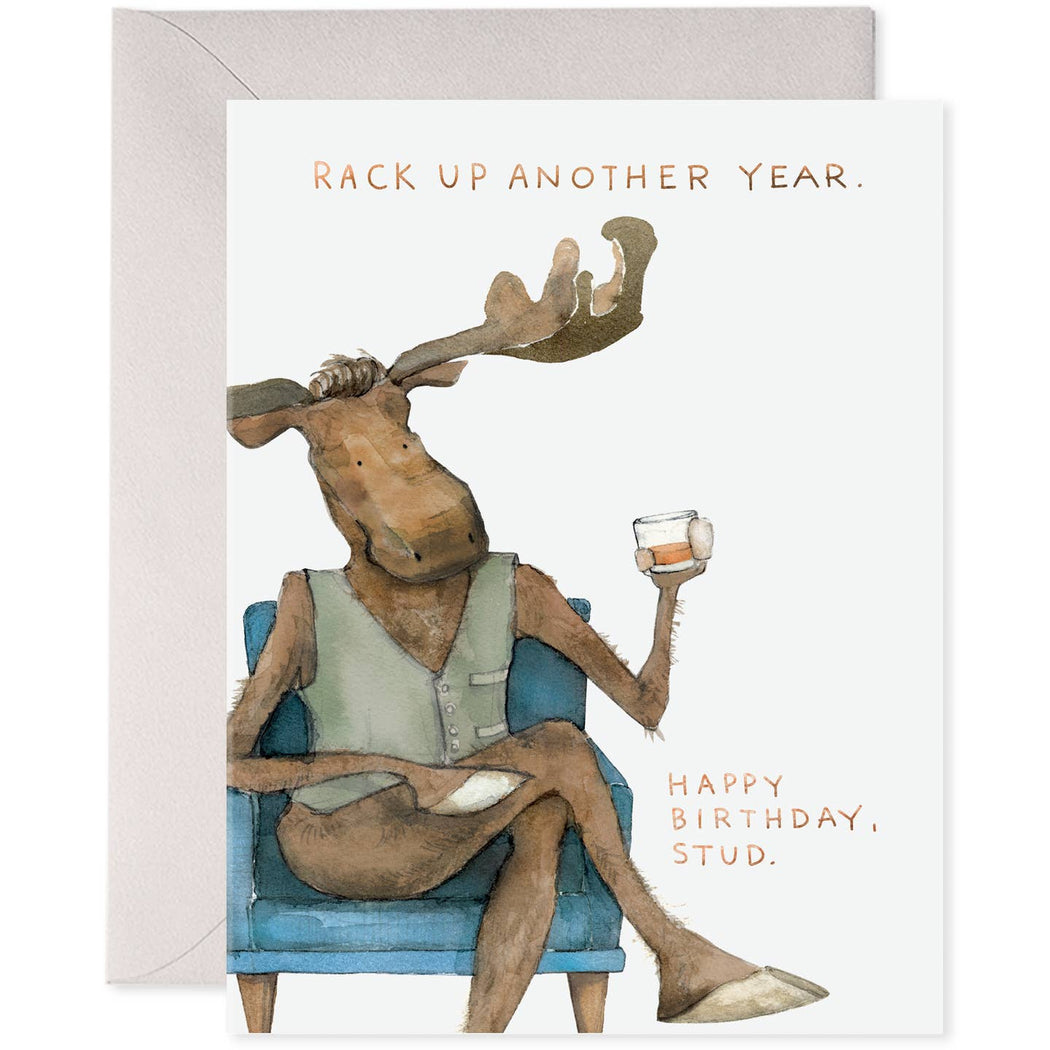 Moose Rack Up Another Year Birthday Card