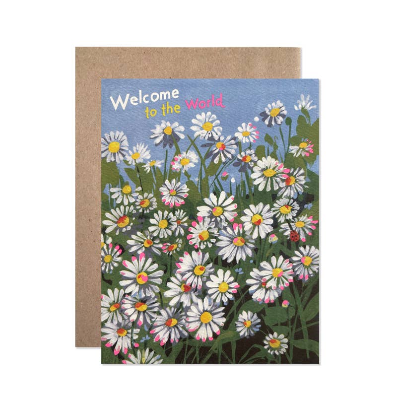 Welcome to the World Daisies Baby Card