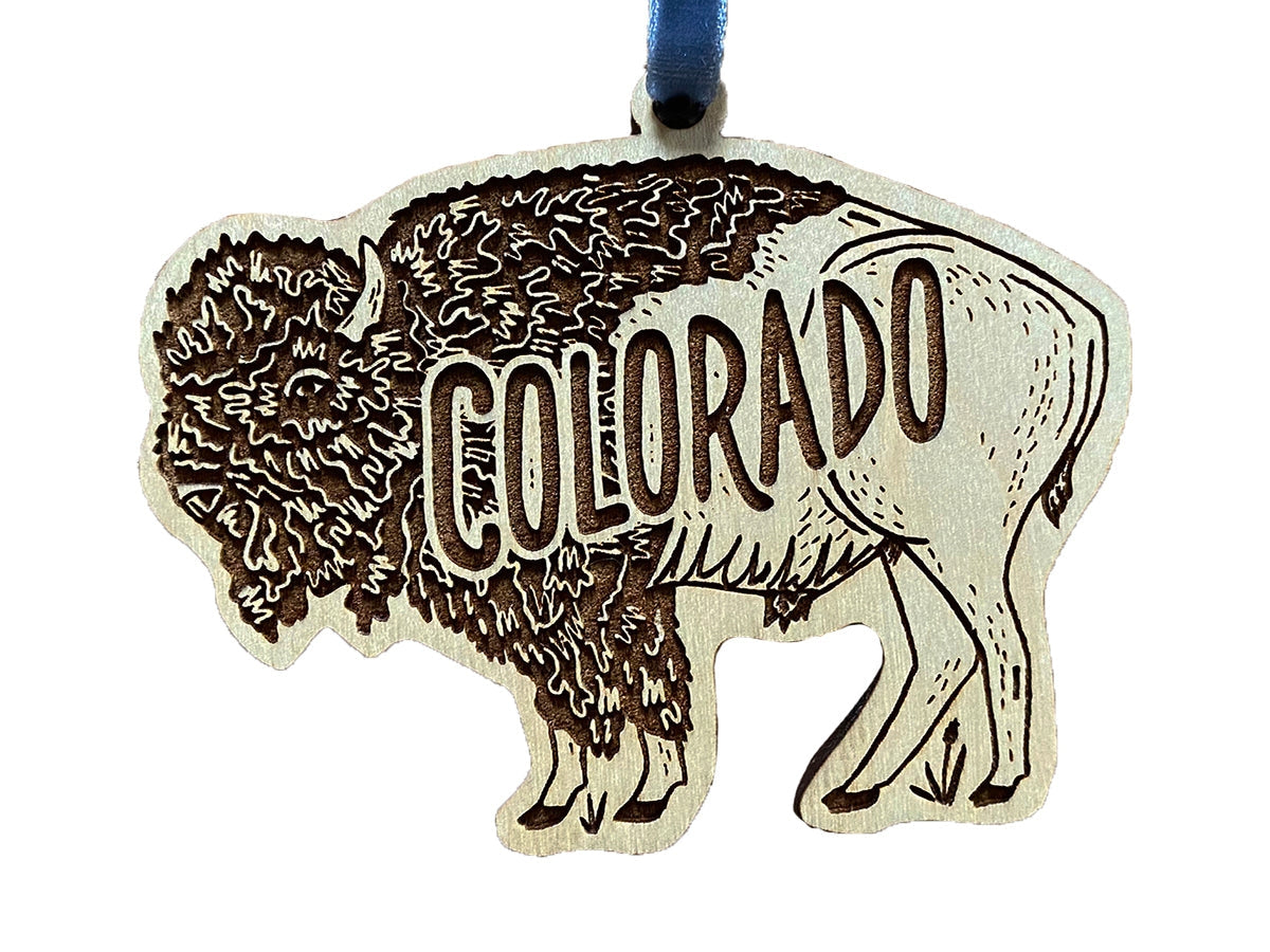 Colorado Bison Wood Ornament