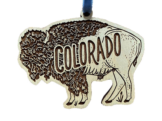 Colorado Bison Wood Ornament