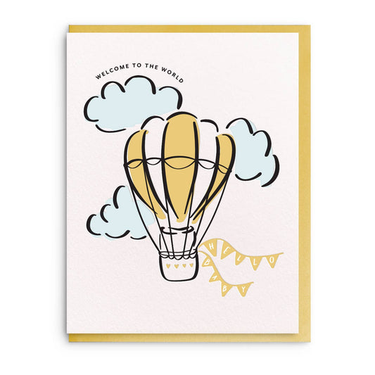 Welcome to the World Hot Air Balloon Baby Card