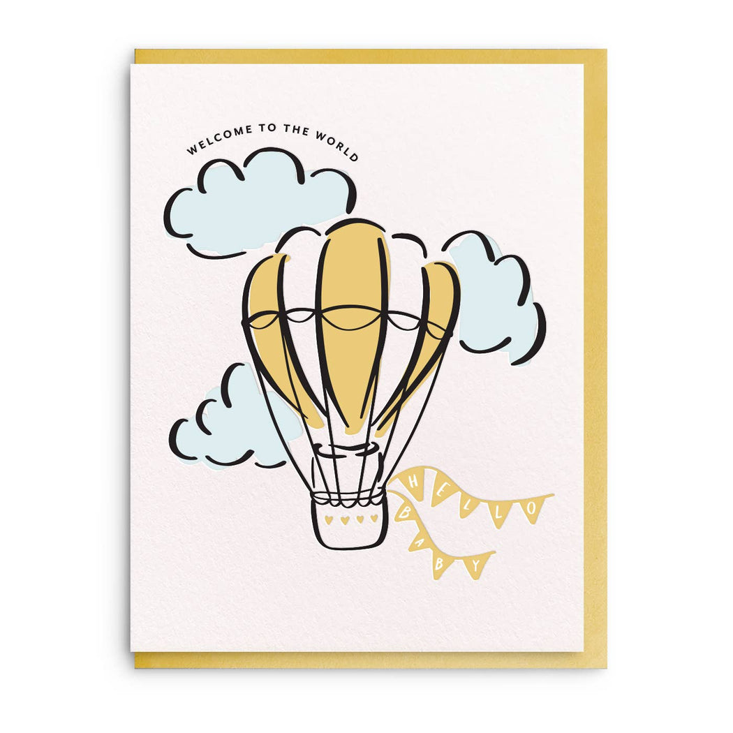 Welcome to the World Hot Air Balloon Baby Card