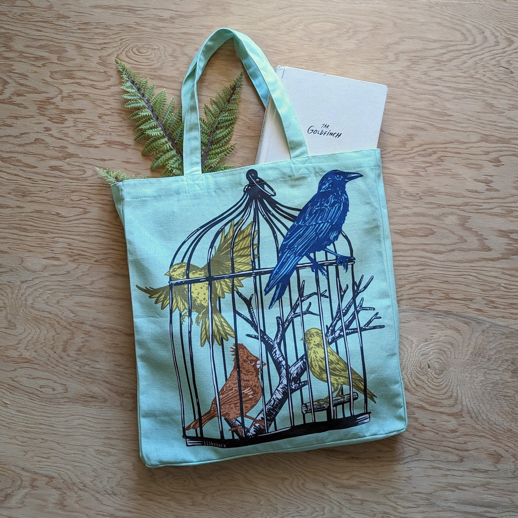 Caged Birds Cotton Tote Bag