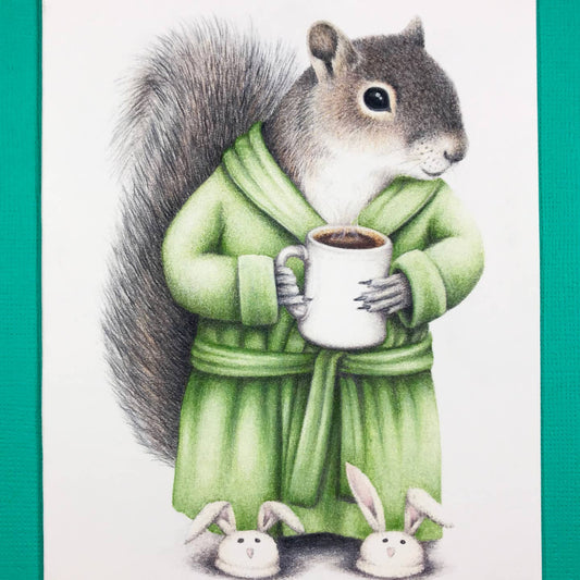 Squirrel With Coffee Card
