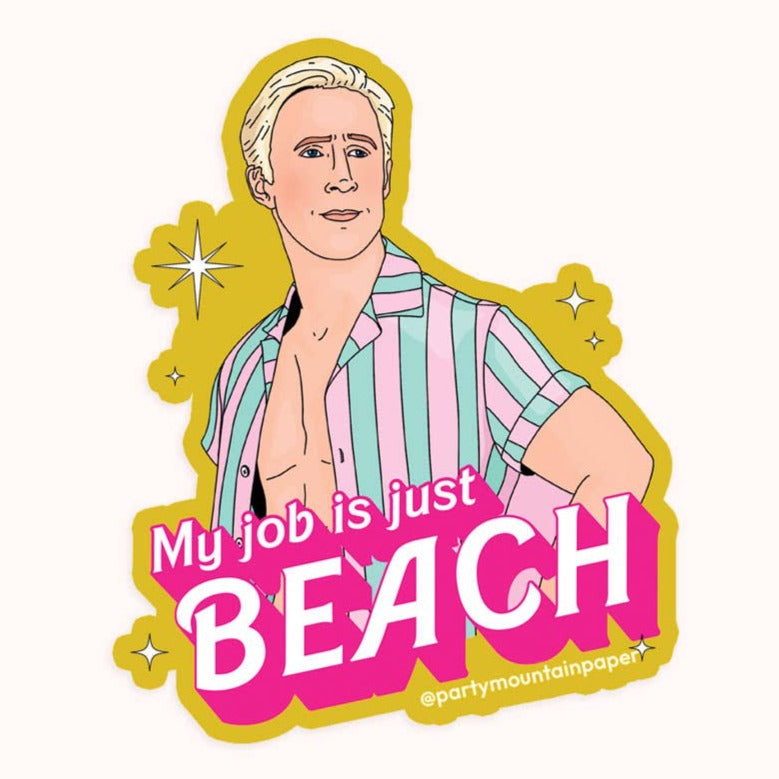 My Job is Just Beach Ken Vinyl Sticker