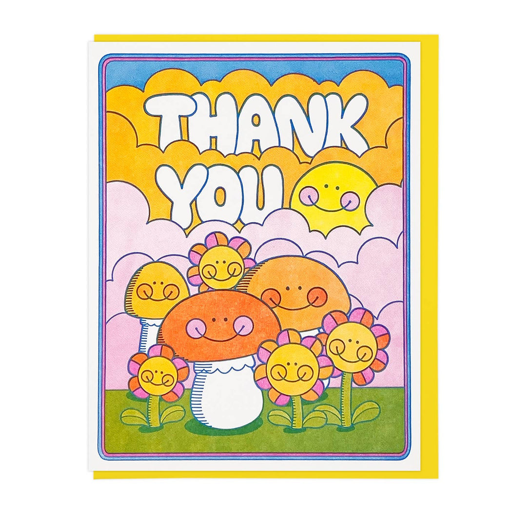 Thank You Mushrooms Flowers Card