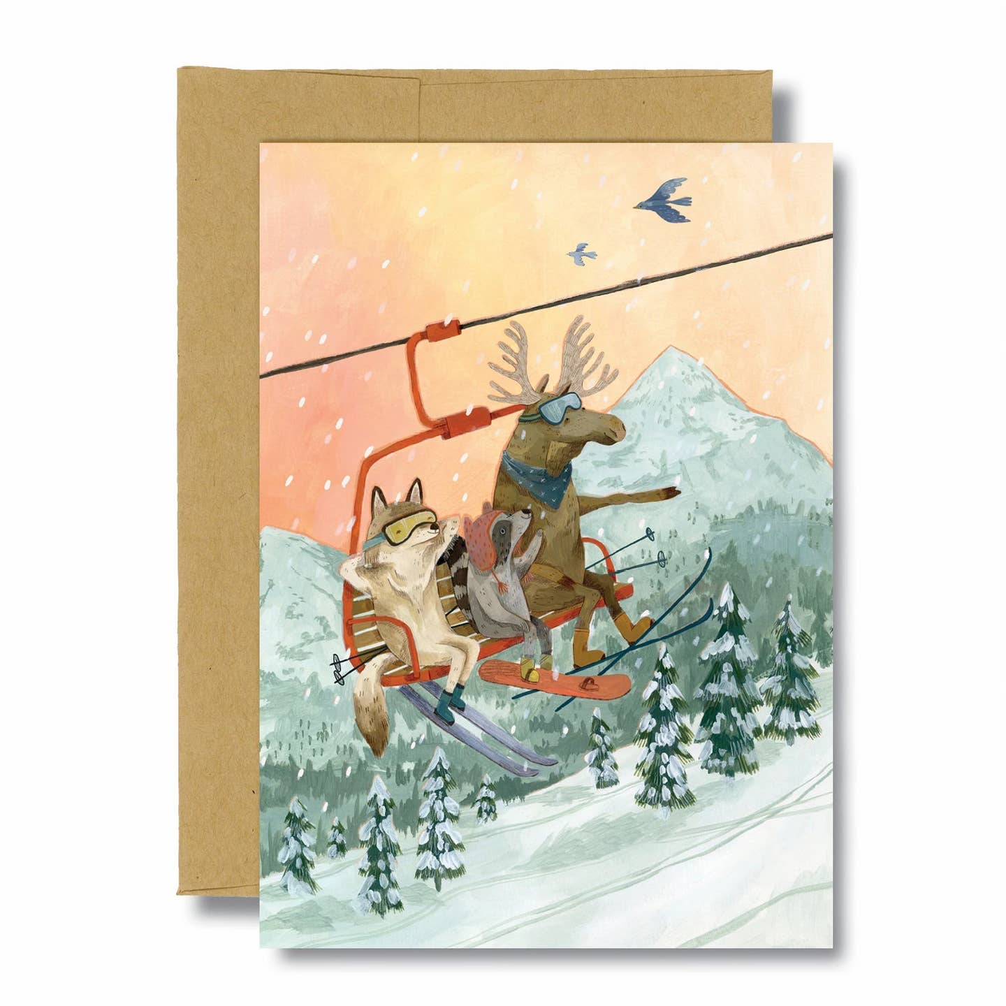 Sunset Ski Blank Card